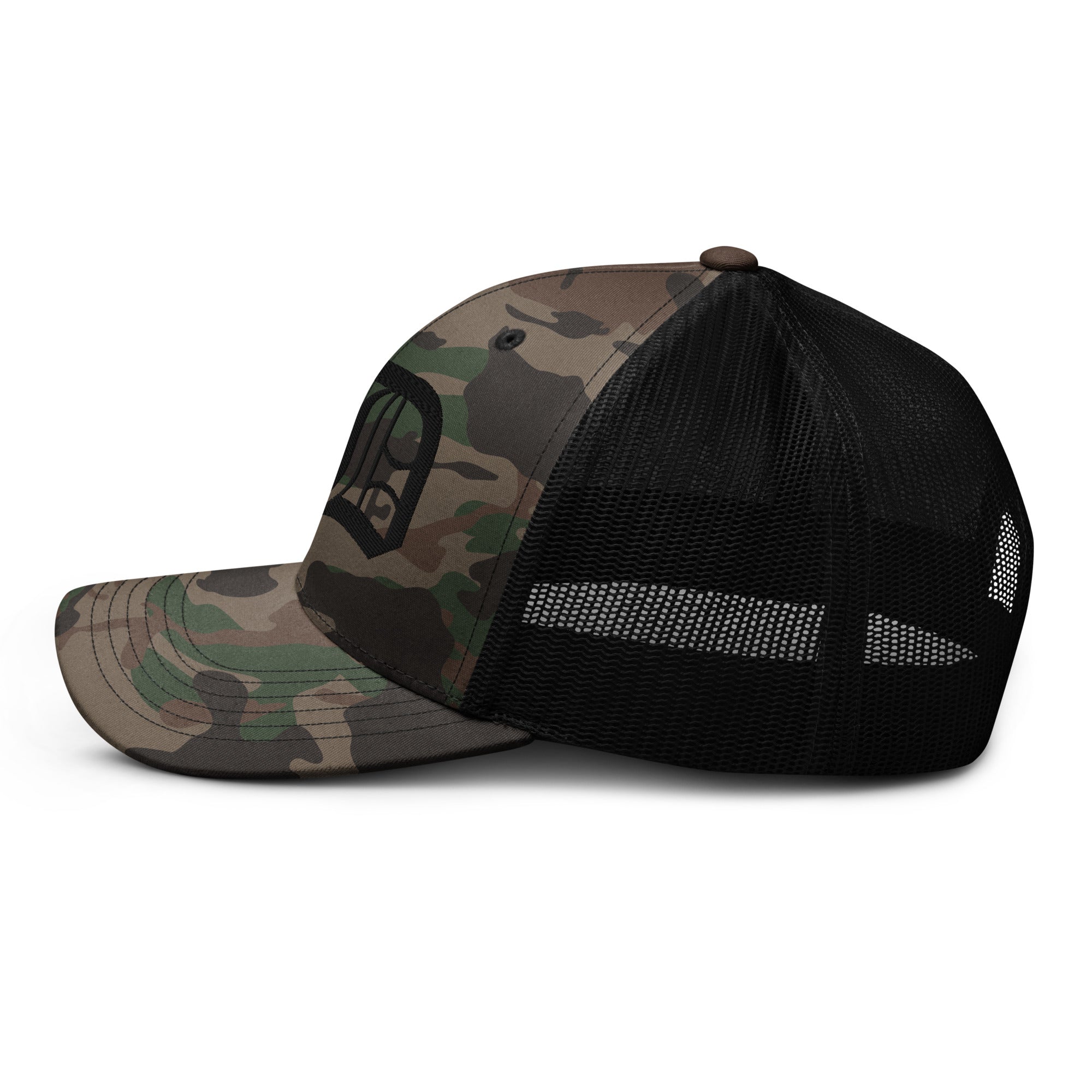 AD Camouflage Trucker Hat Black Logo
