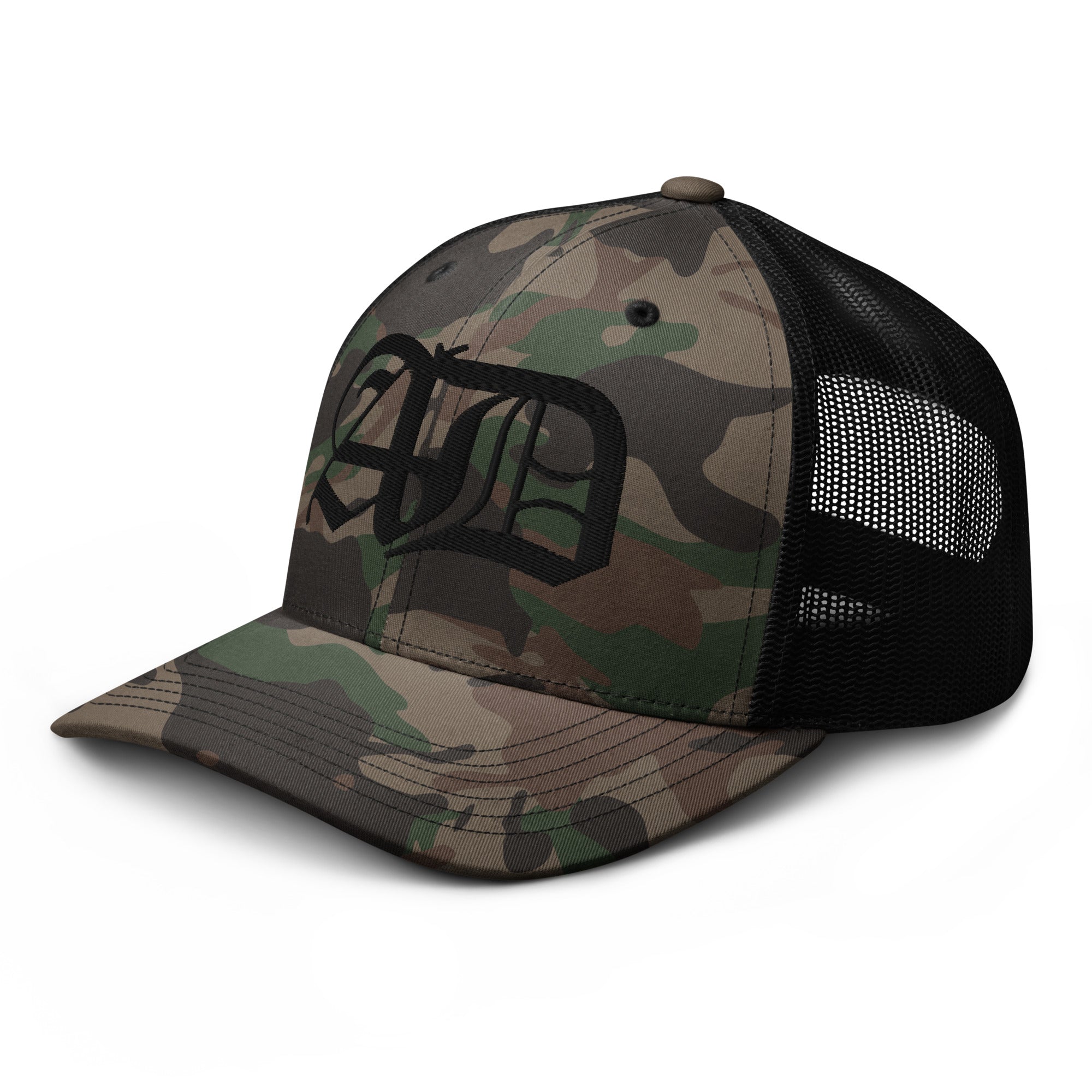 AD Camouflage Trucker Hat Black Logo