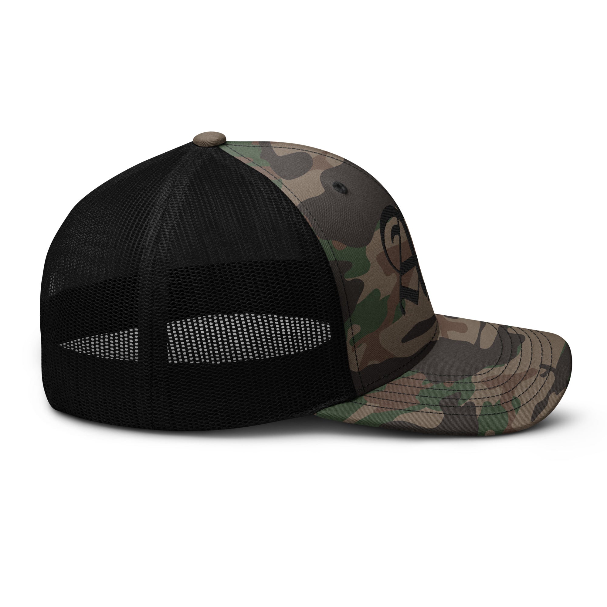 AD Camouflage Trucker Hat Black Logo