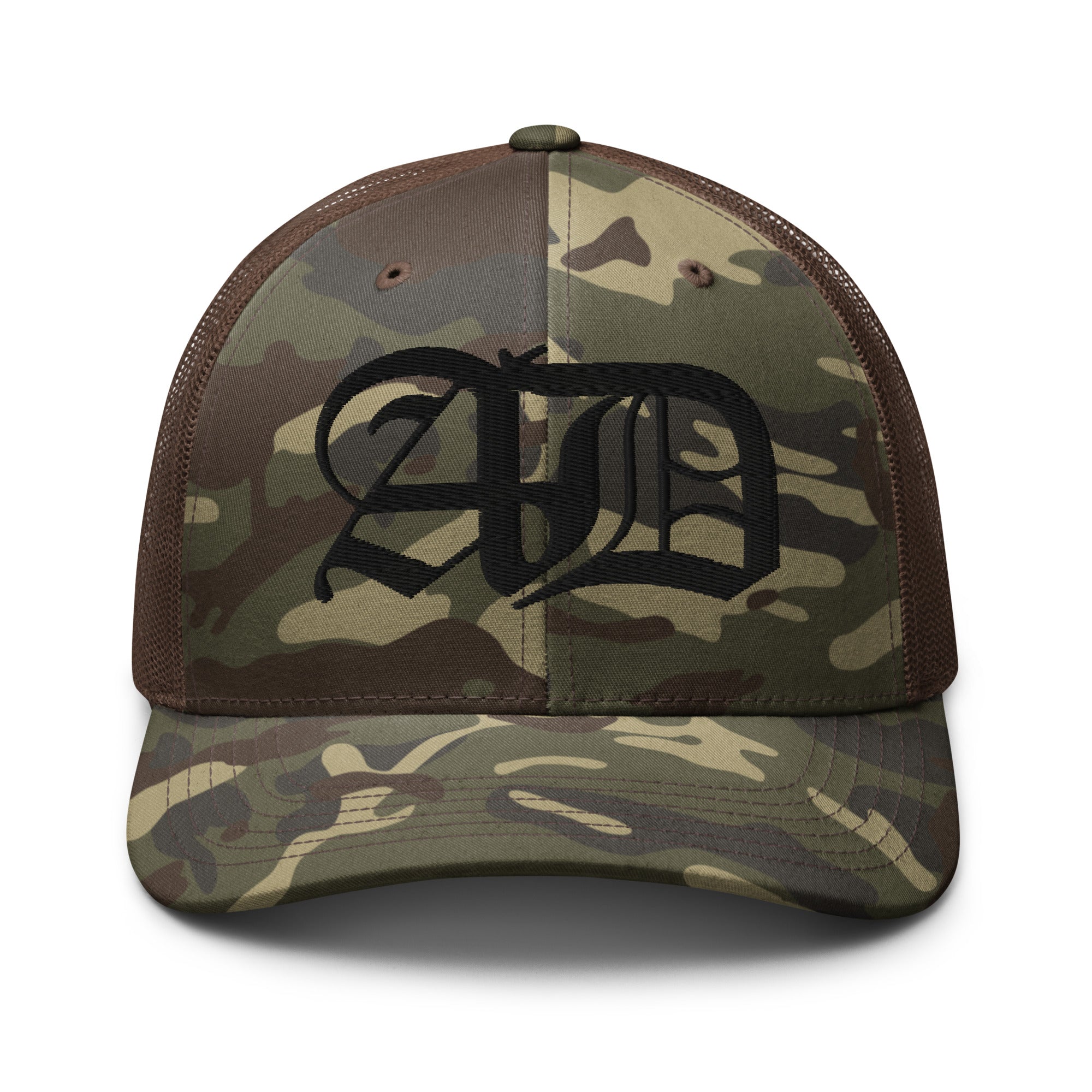 AD Camouflage Trucker Hat Black Logo