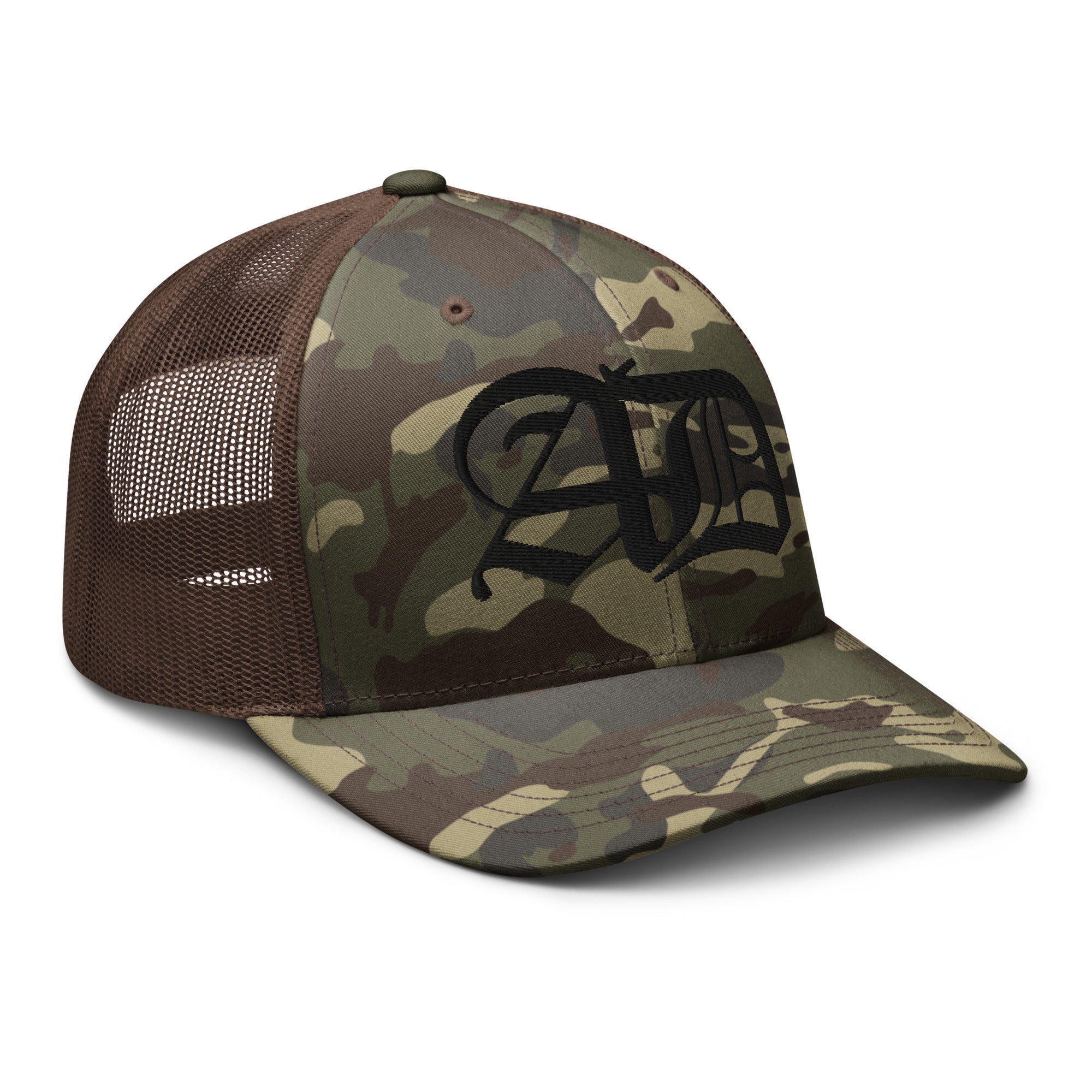AD Camouflage Trucker Hat Black Logo