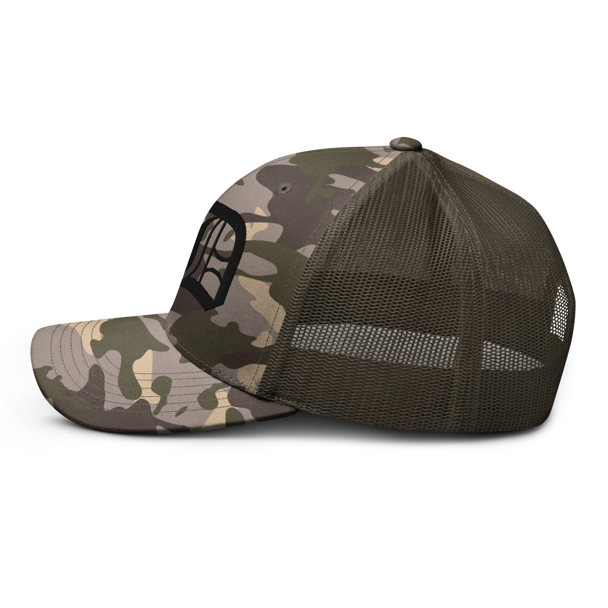 AD Camouflage Trucker Hat Black Logo