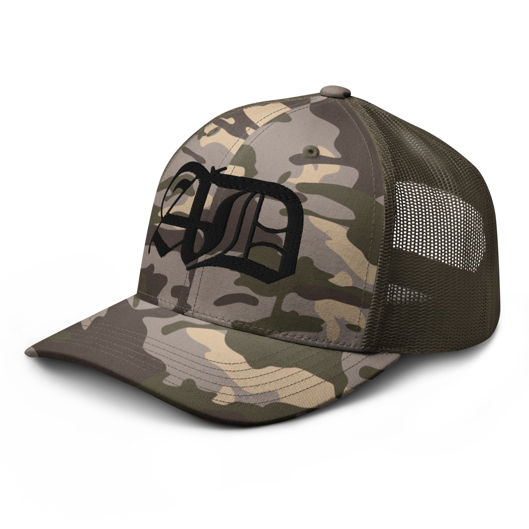 AD Camouflage Trucker Hat Black Logo