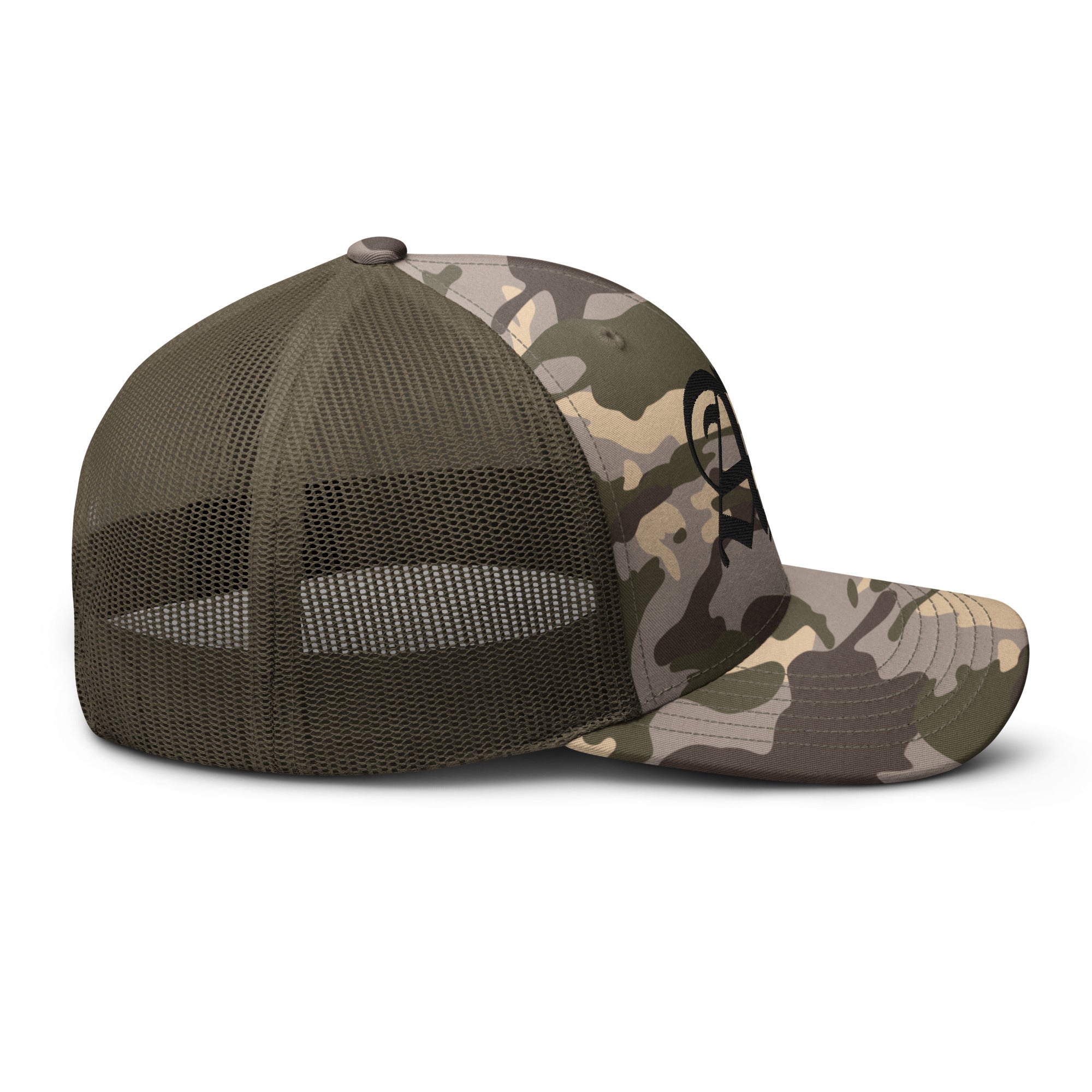 AD Camouflage Trucker Hat Black Logo