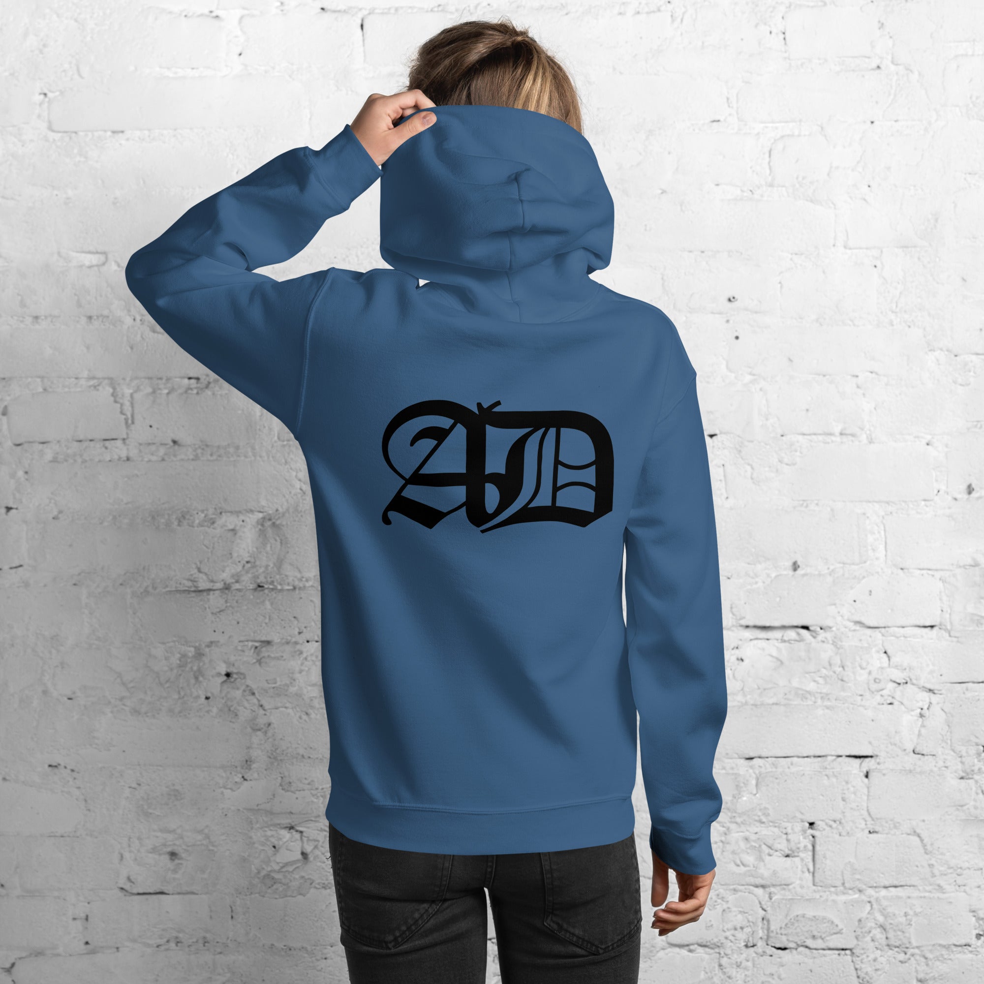 AD Womens Hoodie With Black Logo