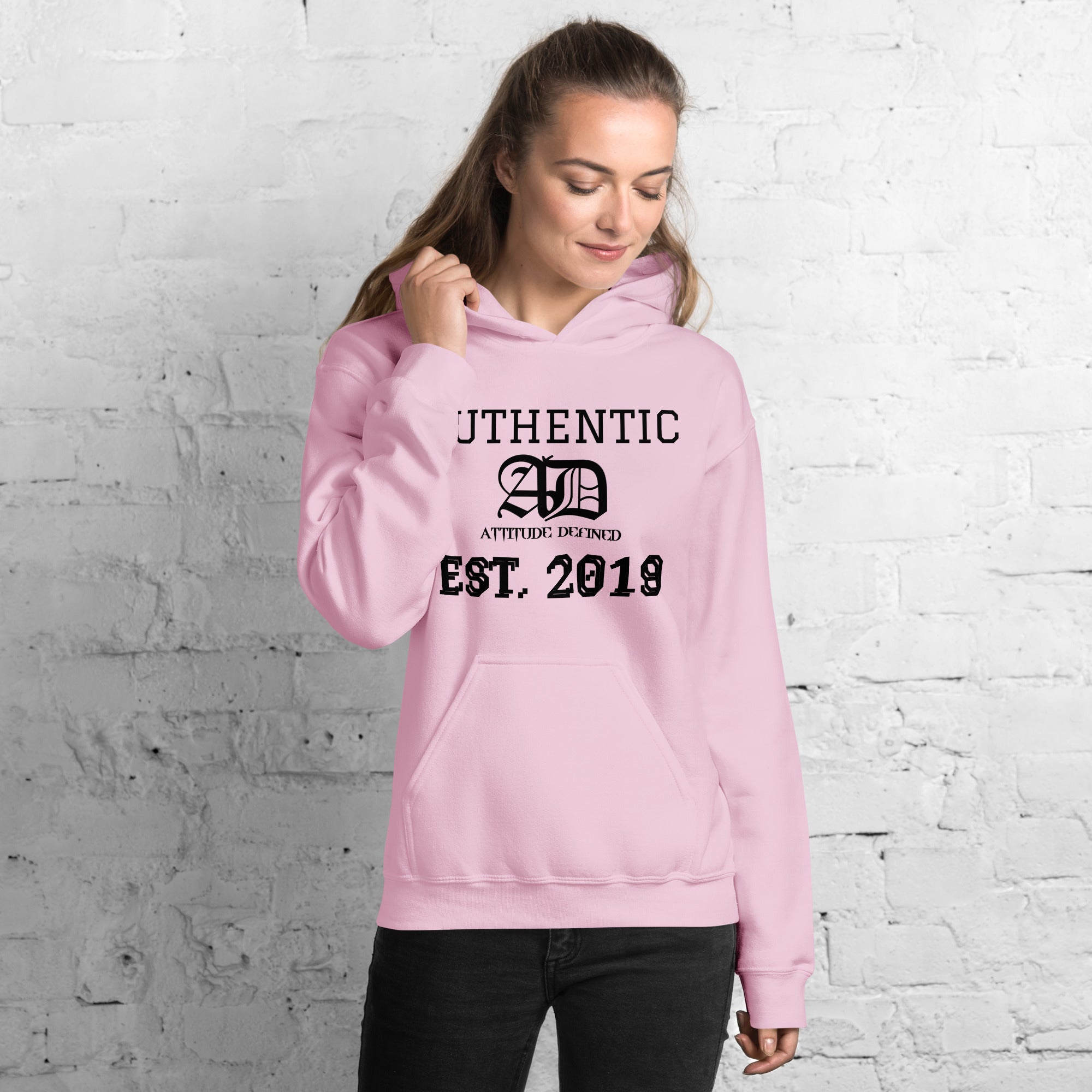 AD Womens Hoodie With Black Logo