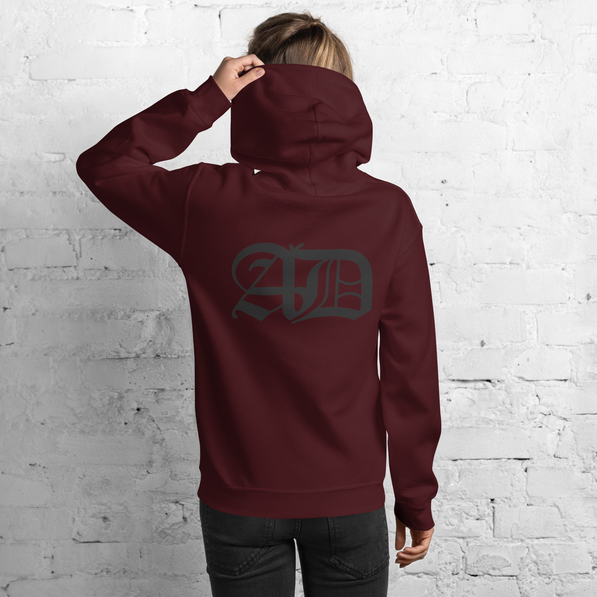 AD Womens Hoodie With Black Logo