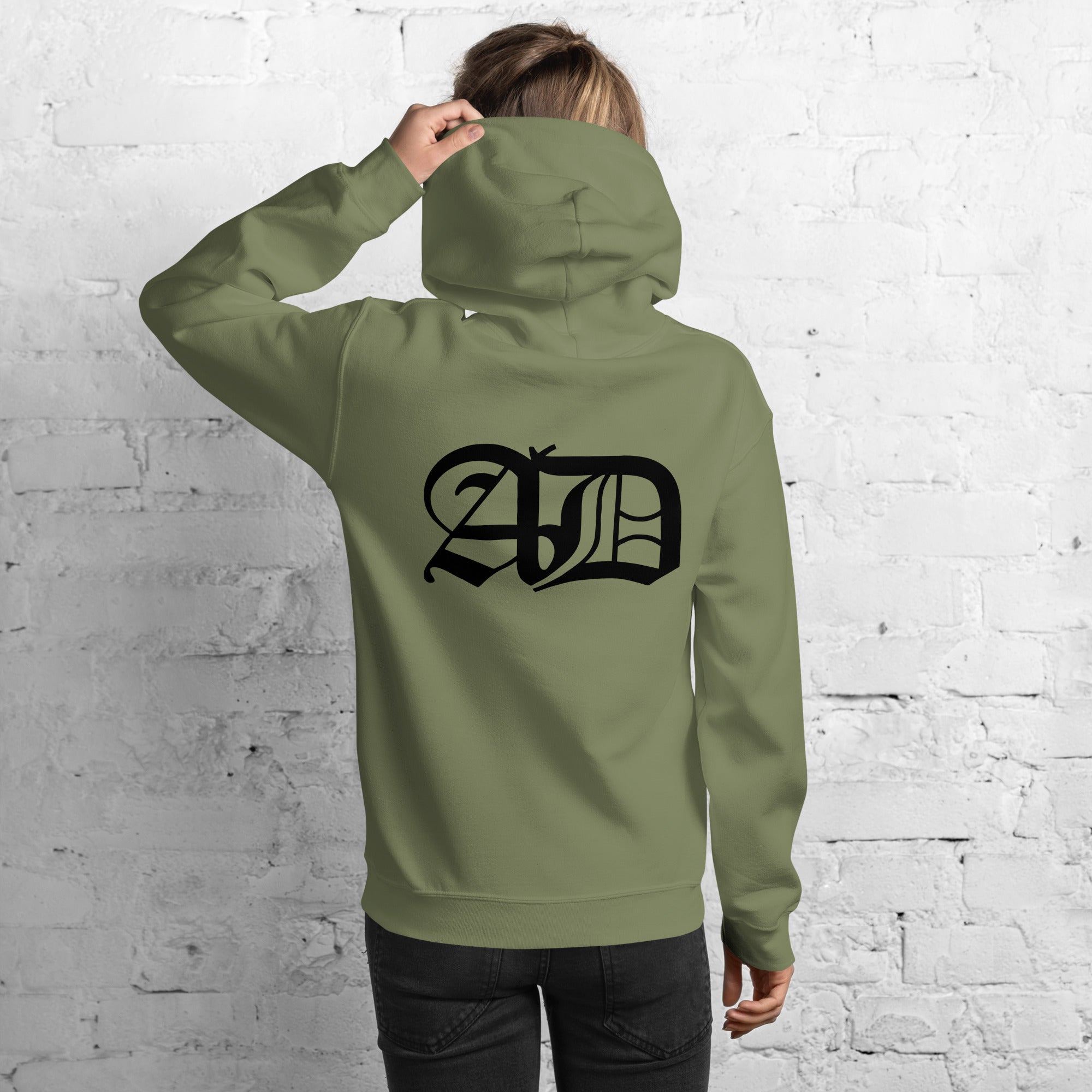 AD Womens Hoodie With Black Logo