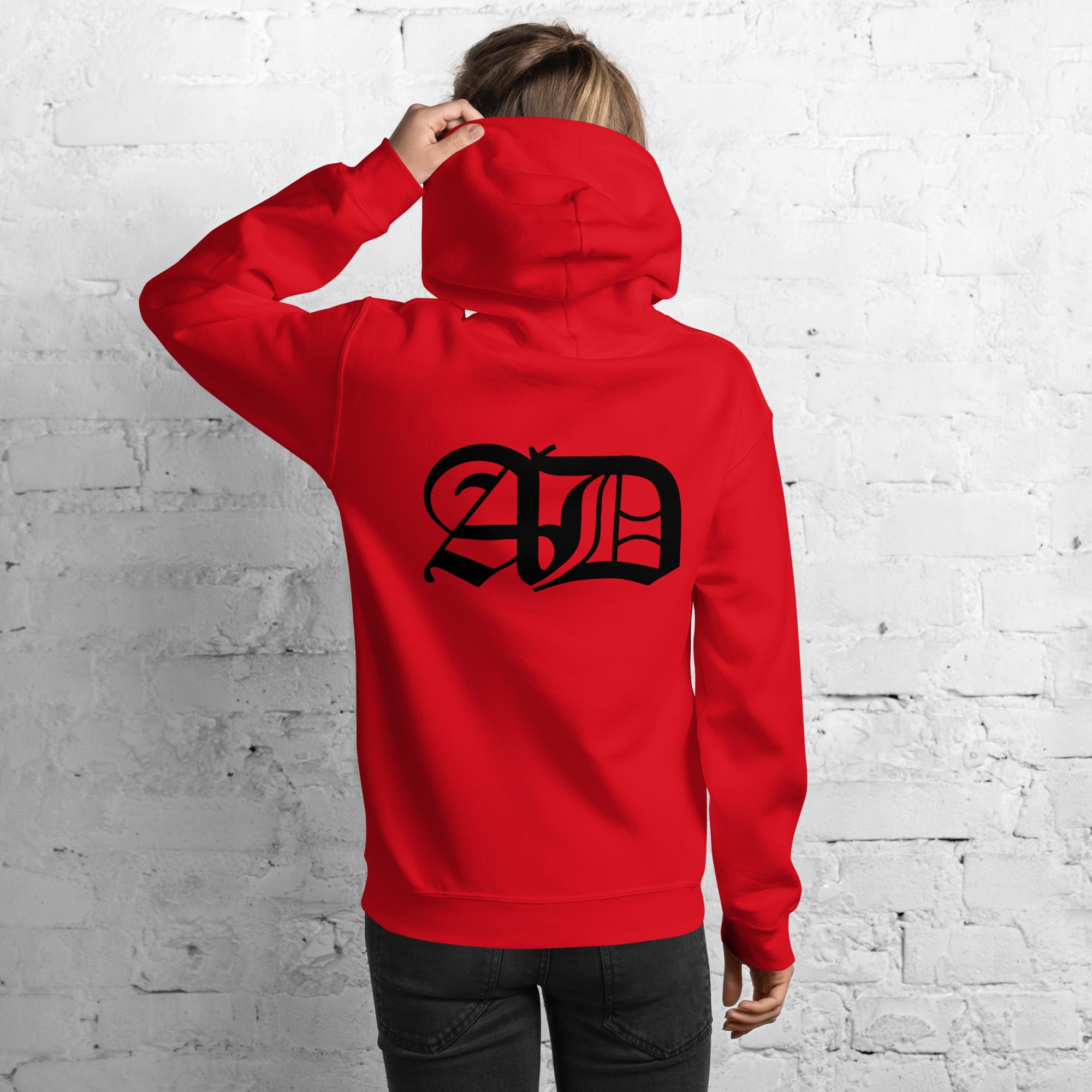 AD Womens Hoodie With Black Logo