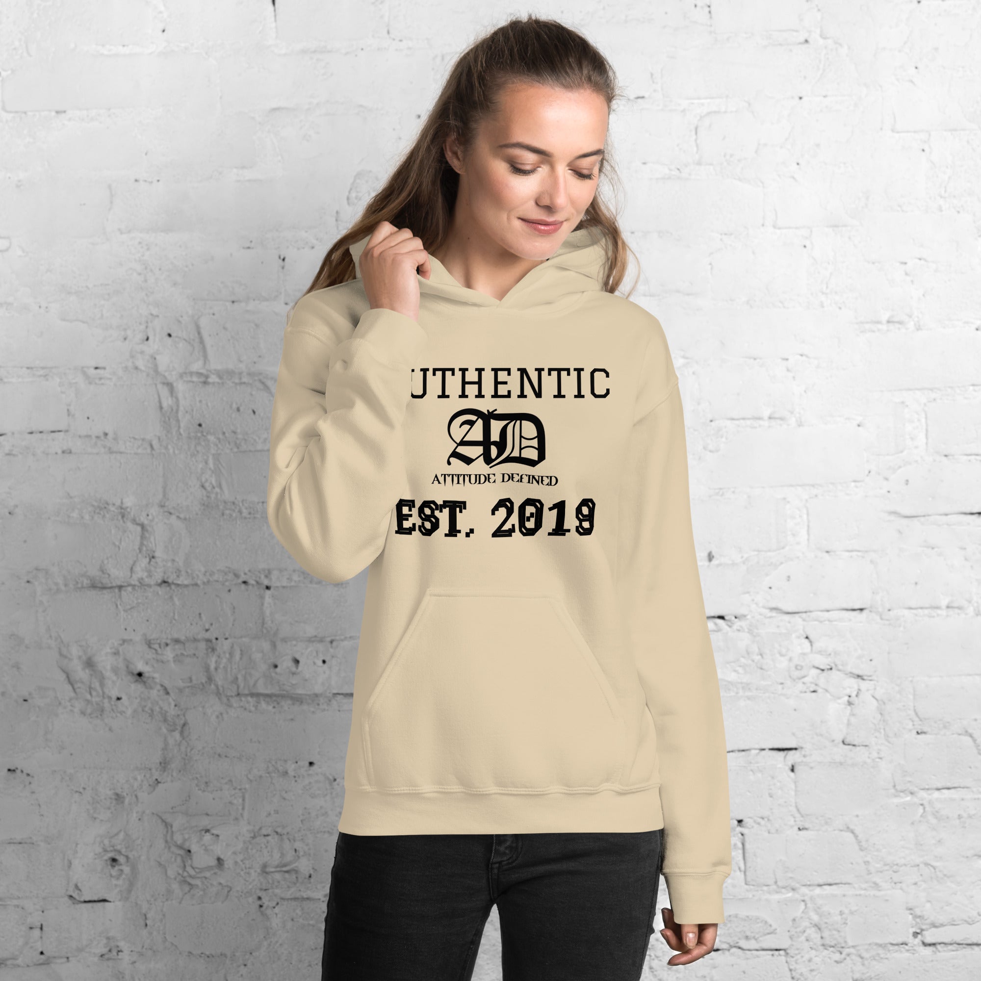 AD Womens Hoodie With Black Logo