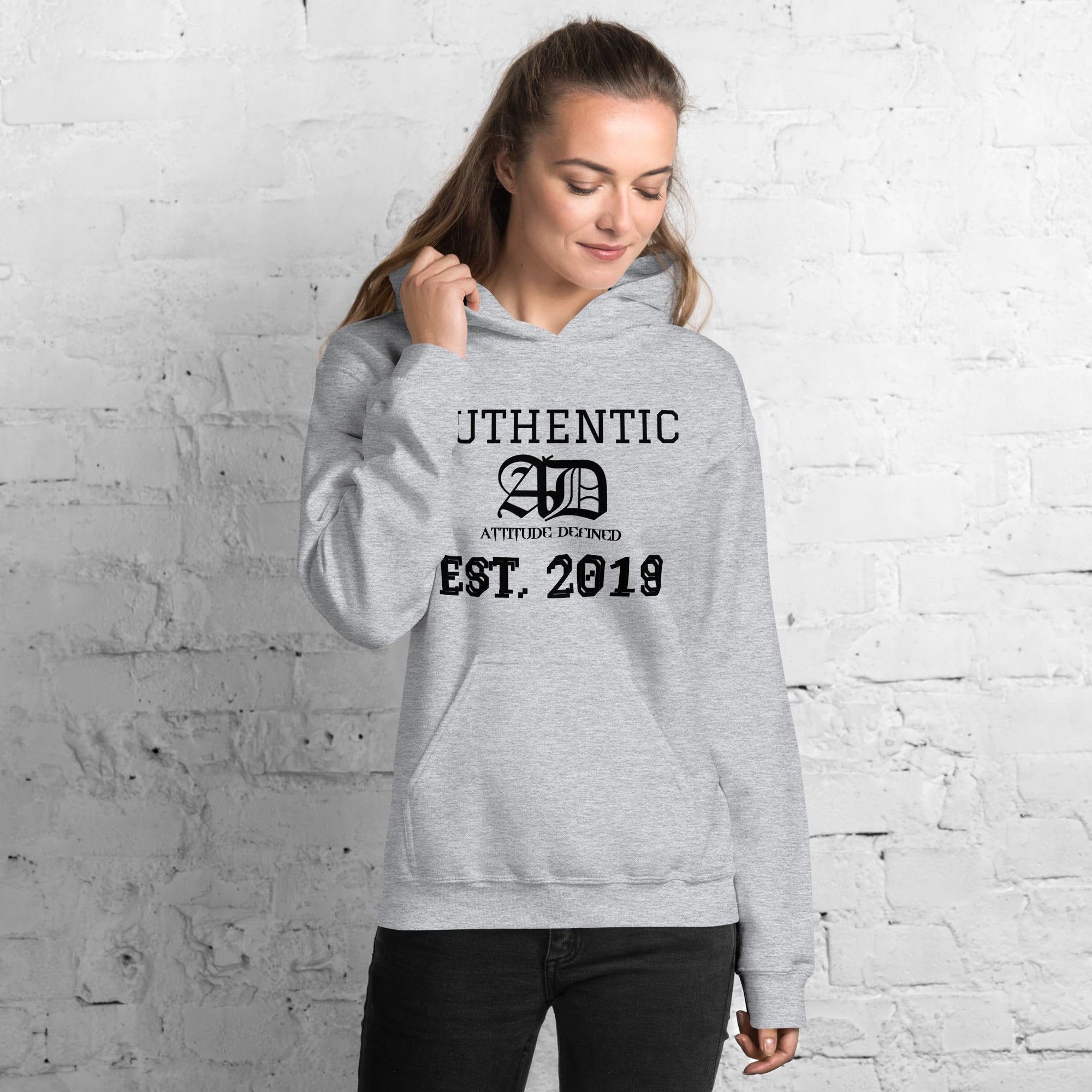 AD Womens Hoodie With Black Logo