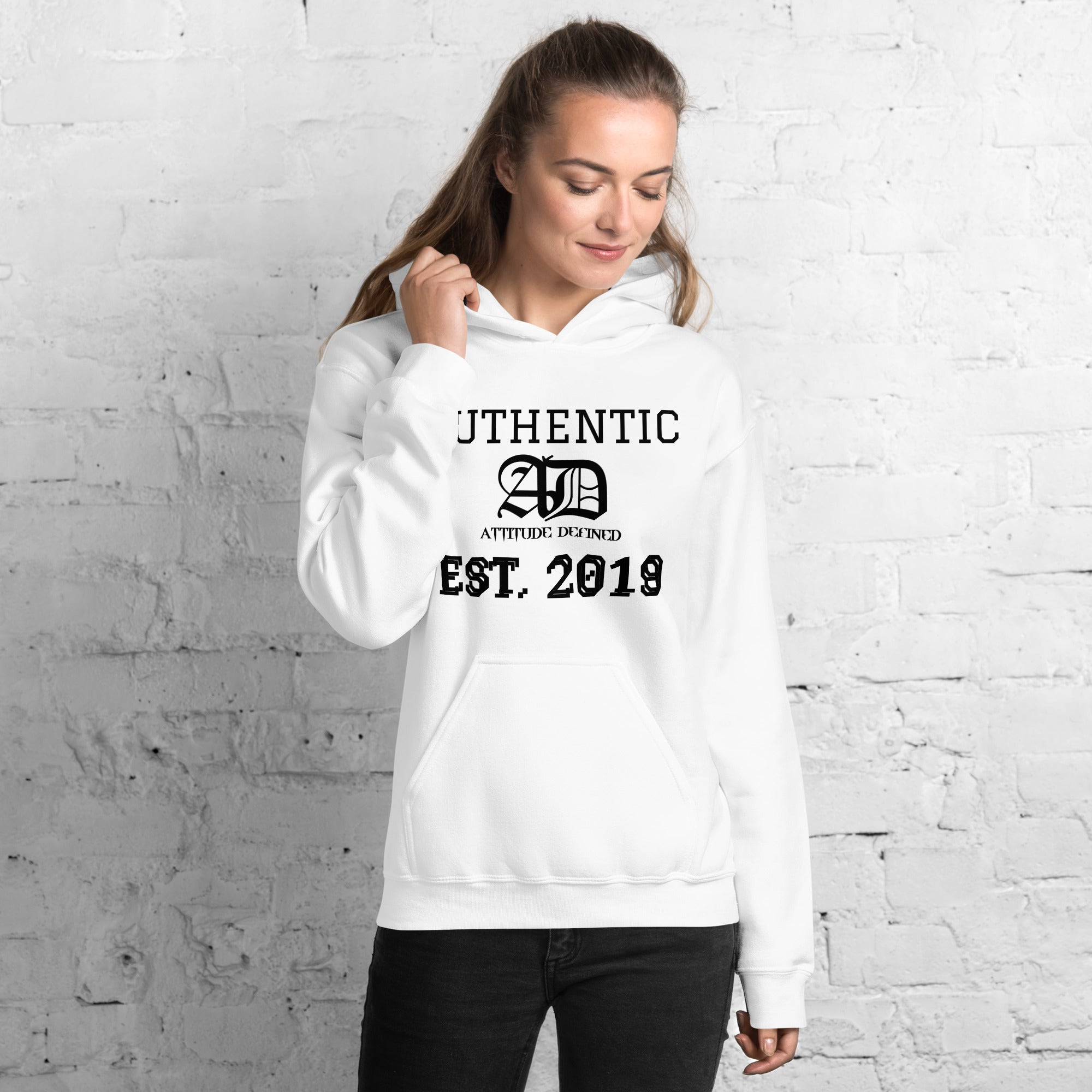 AD Womens Hoodie With Black Logo