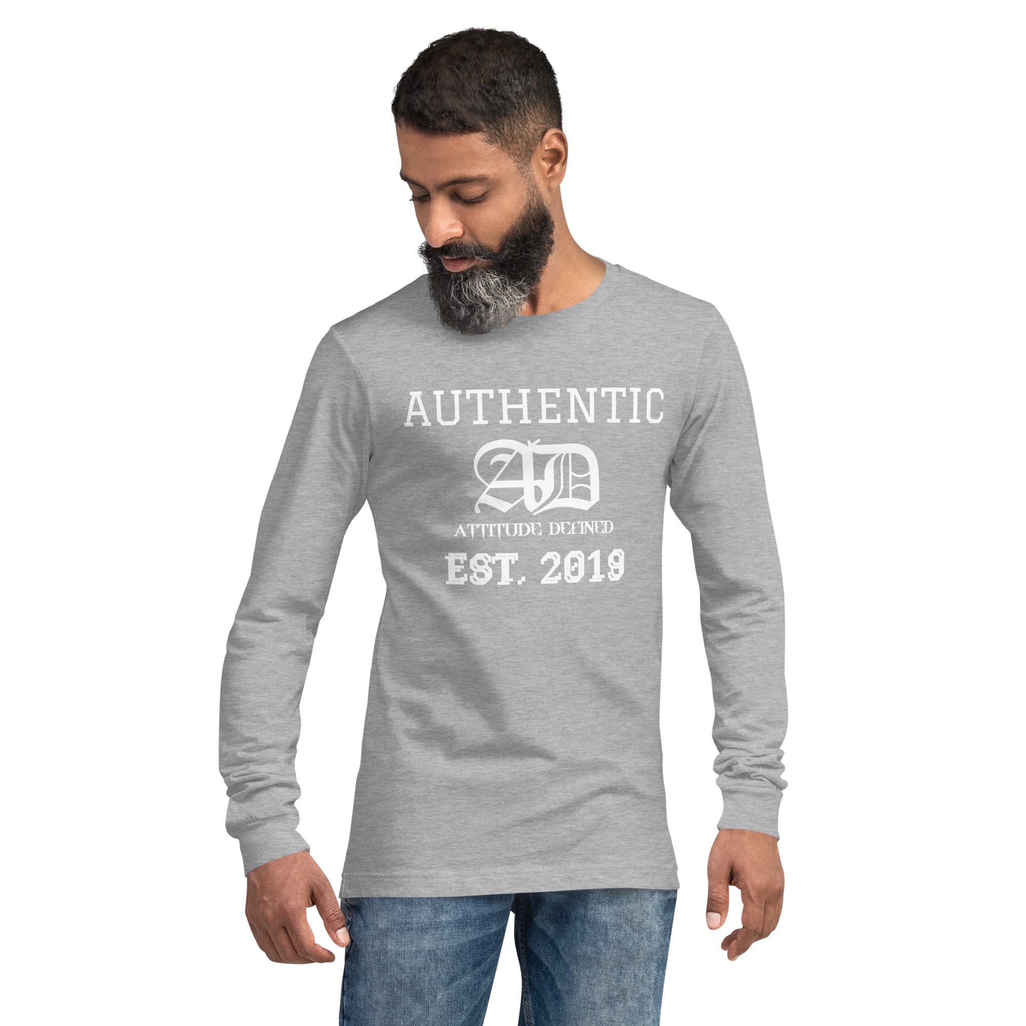 AD Mens Long Sleeve Shirt White Logo