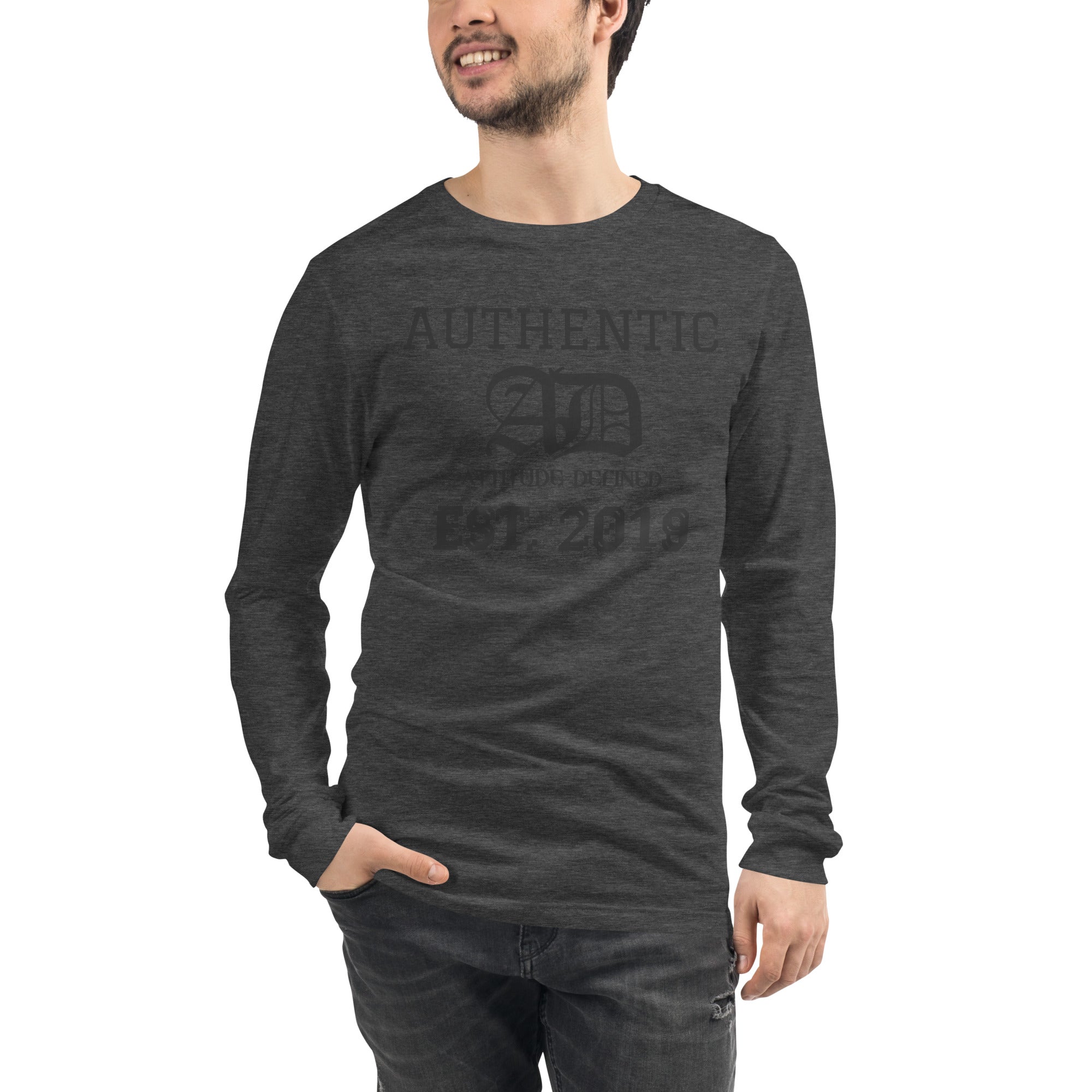 AD Mens Long Sleeve Shirt Black Logo