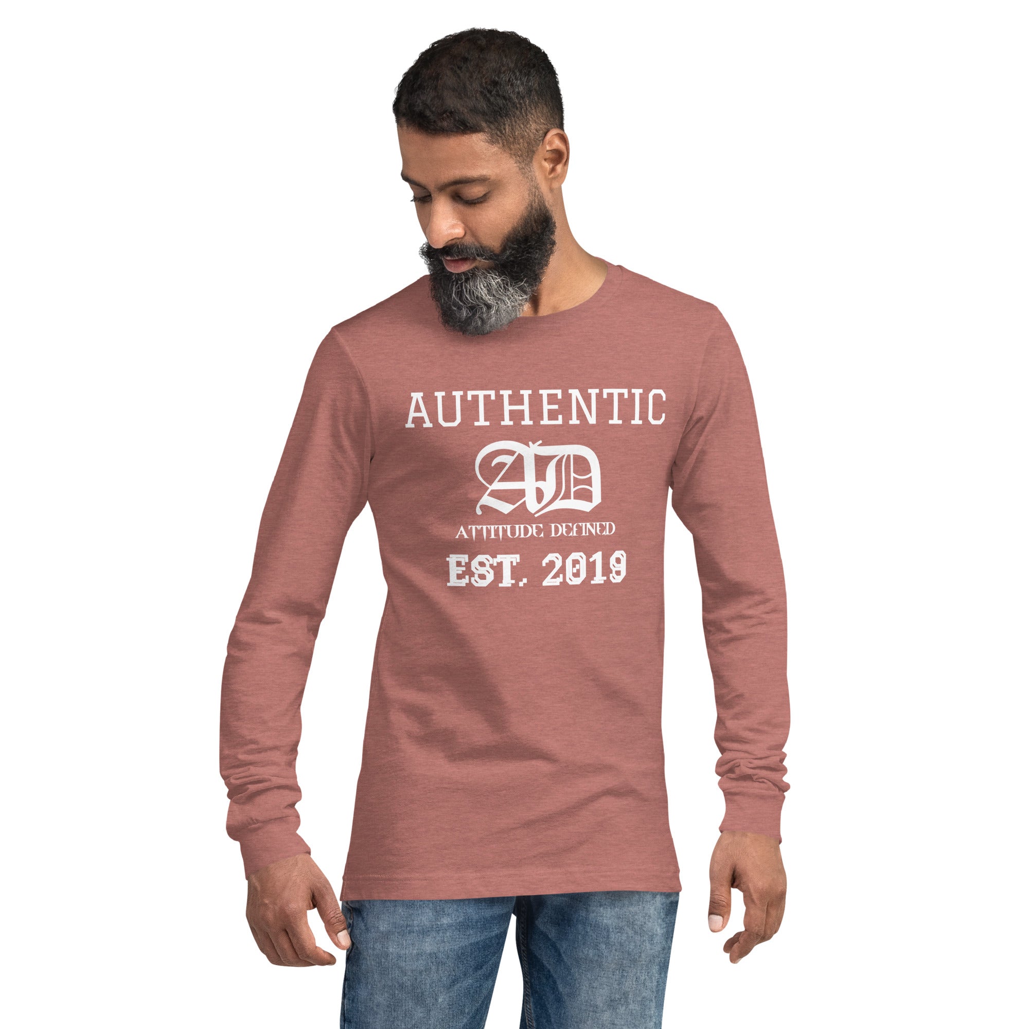 AD Mens Long Sleeve Shirt White Logo