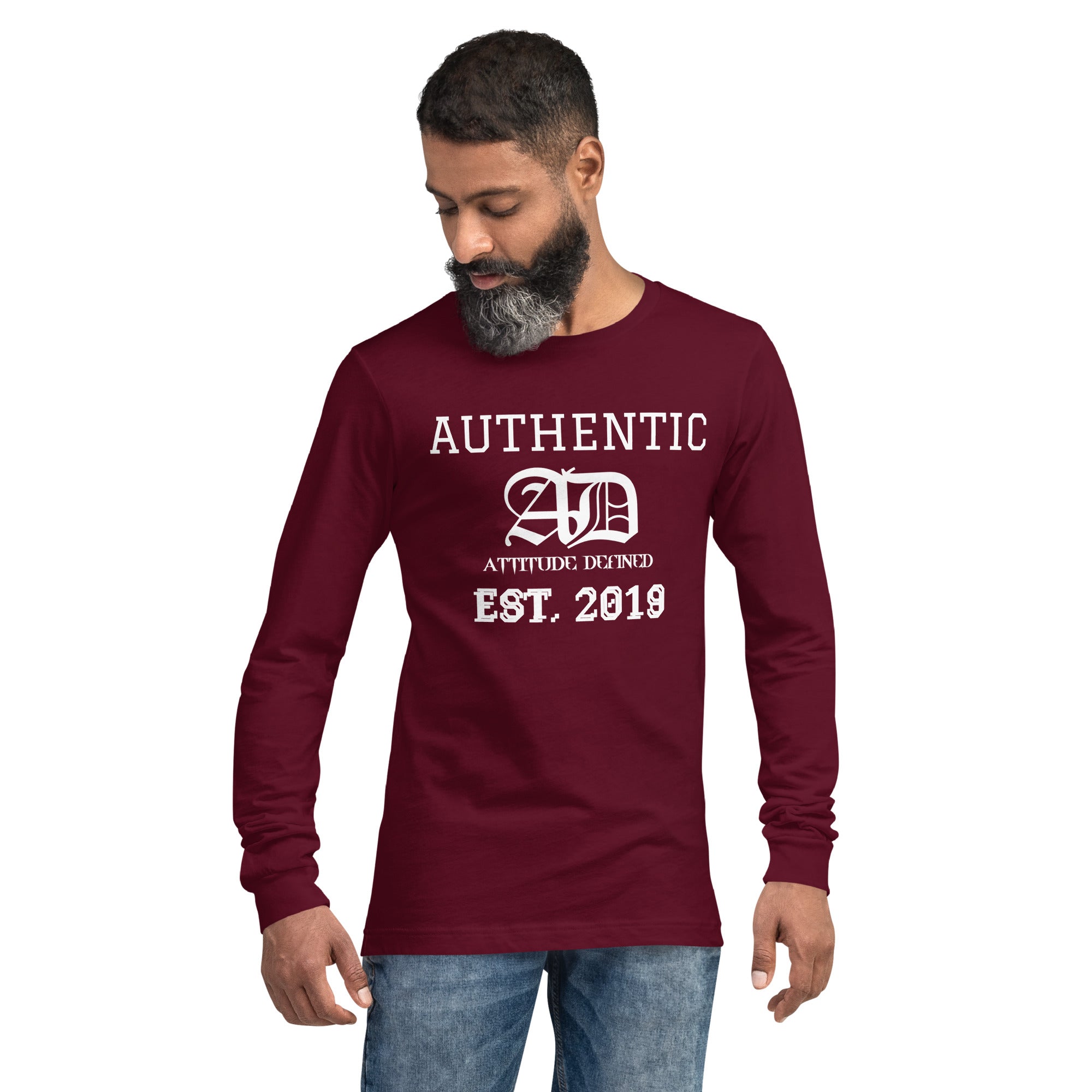 AD Mens Long Sleeve Shirt White Logo