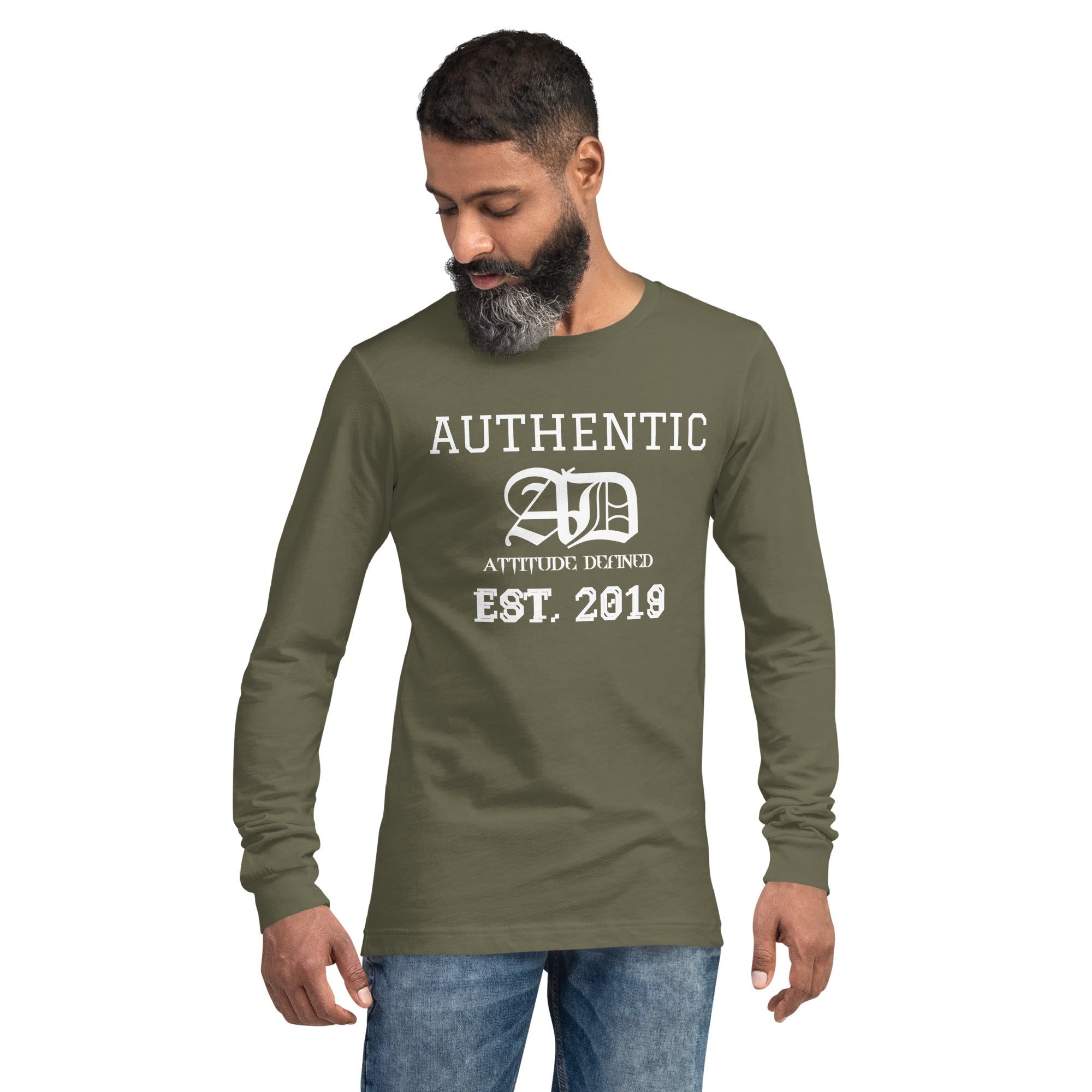 AD Mens Long Sleeve Shirt White Logo