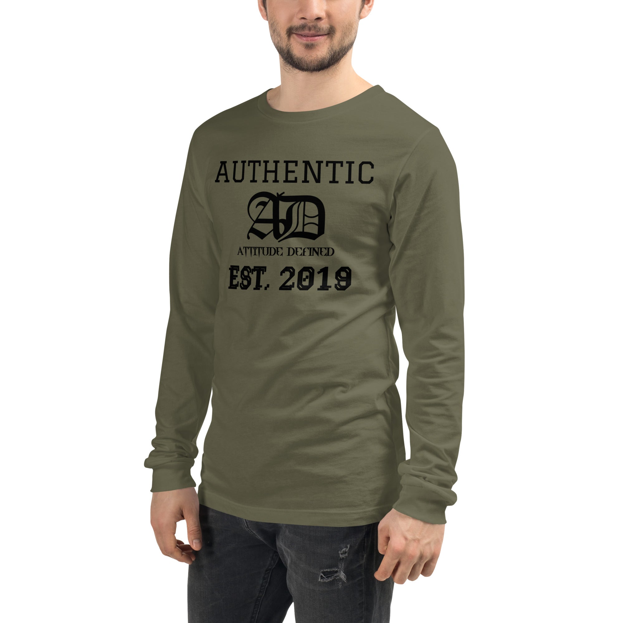 AD Mens Long Sleeve Shirt Black Logo