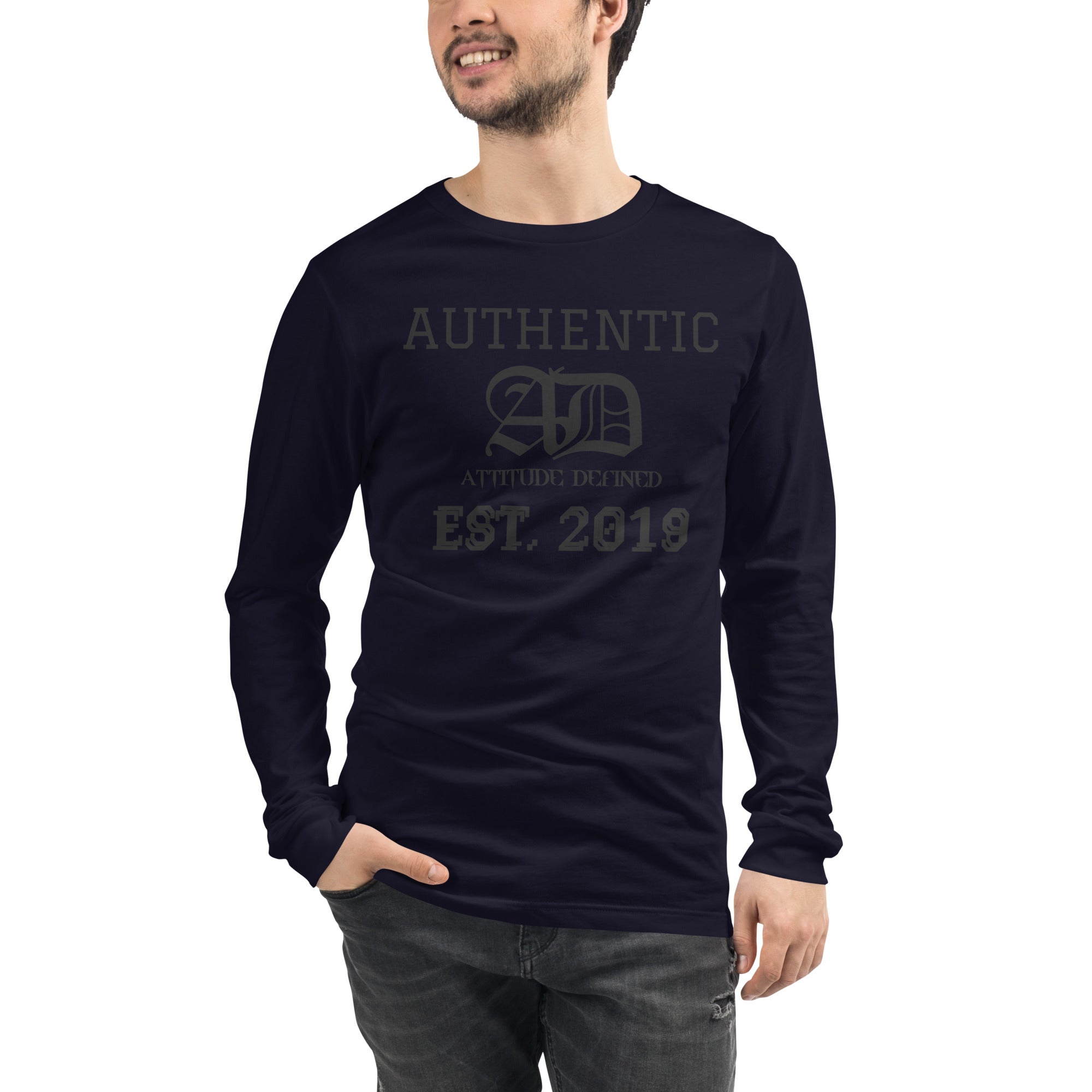 AD Mens Long Sleeve Shirt Black Logo