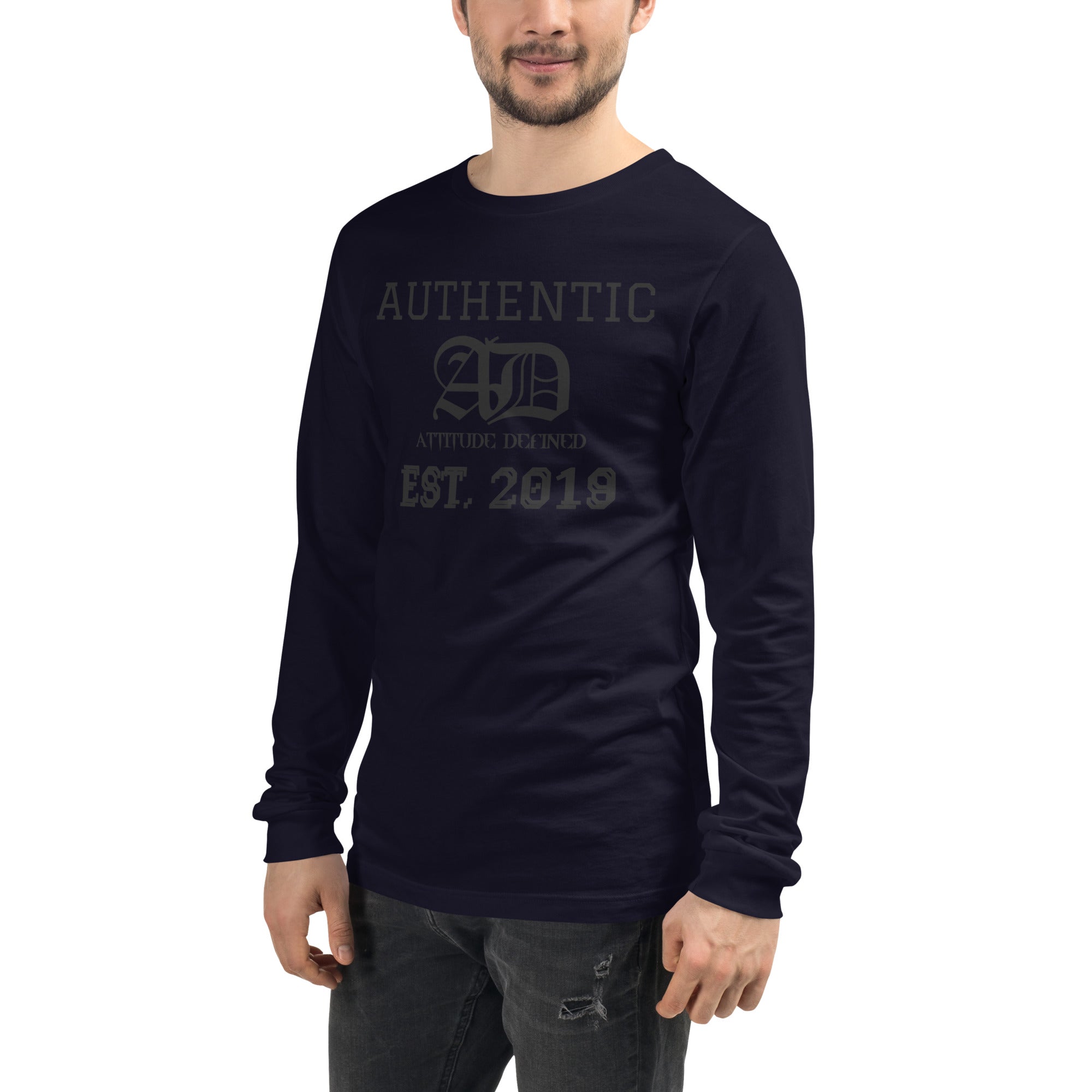 AD Mens Long Sleeve Shirt Black Logo