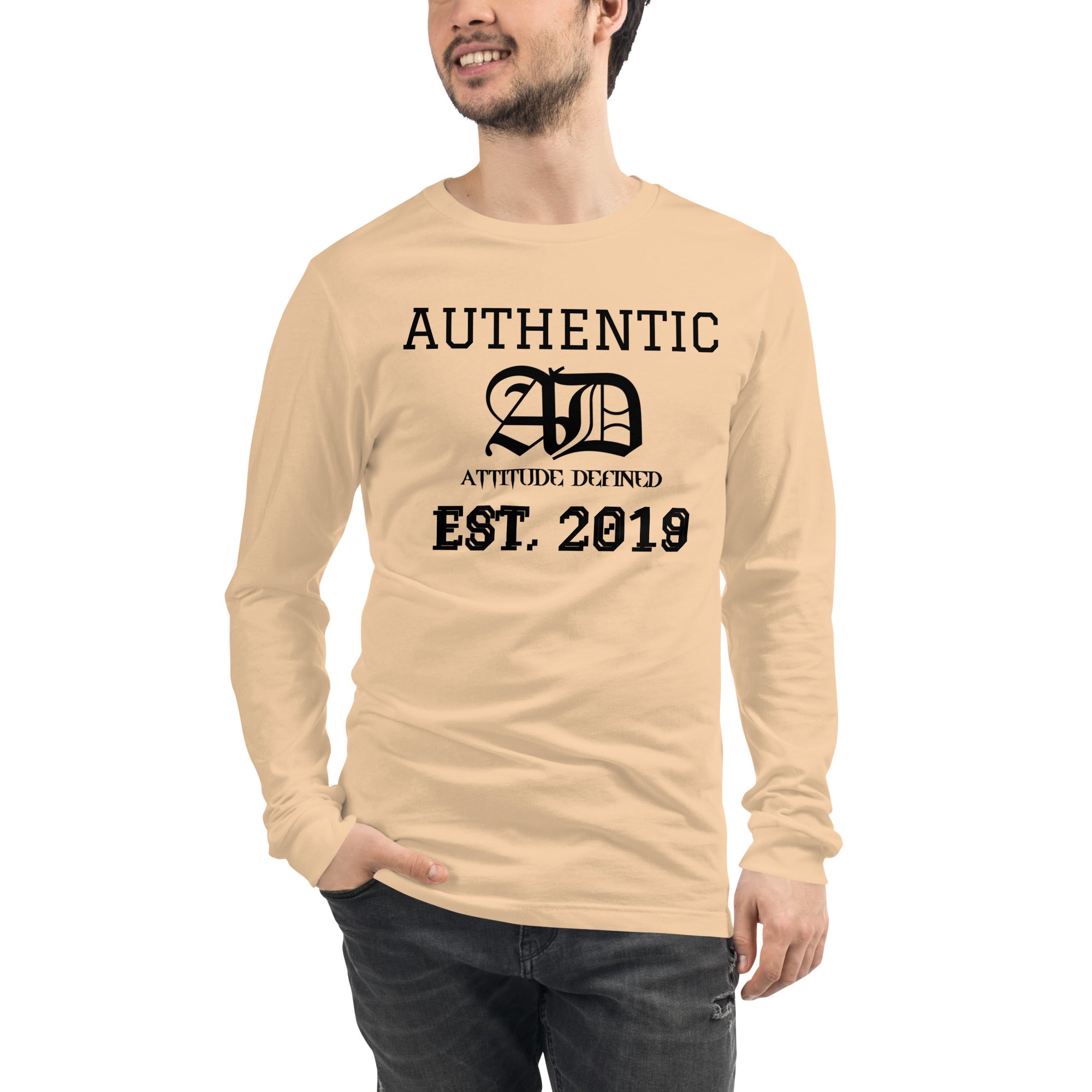 AD Mens Long Sleeve Shirt Black Logo