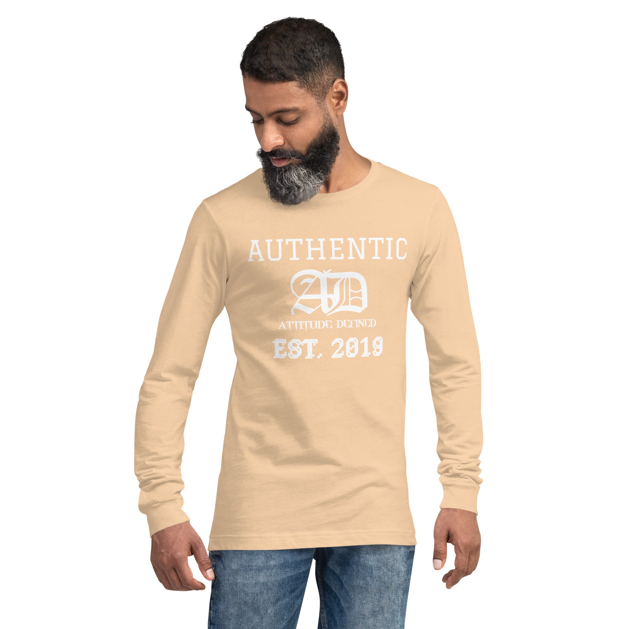 AD Mens Long Sleeve Shirt White Logo