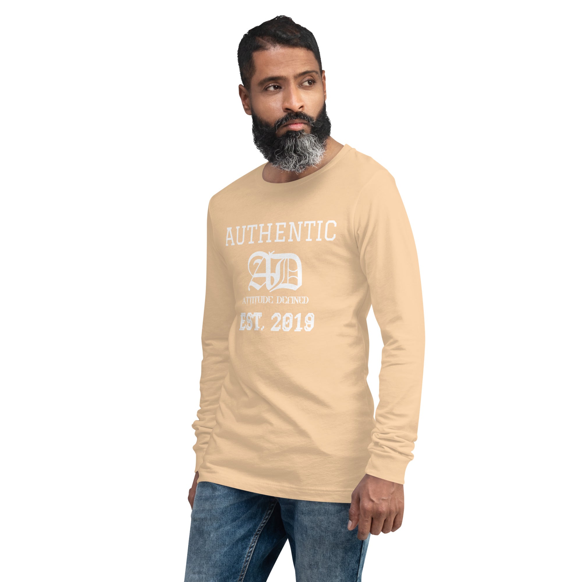 AD Mens Long Sleeve Shirt White Logo