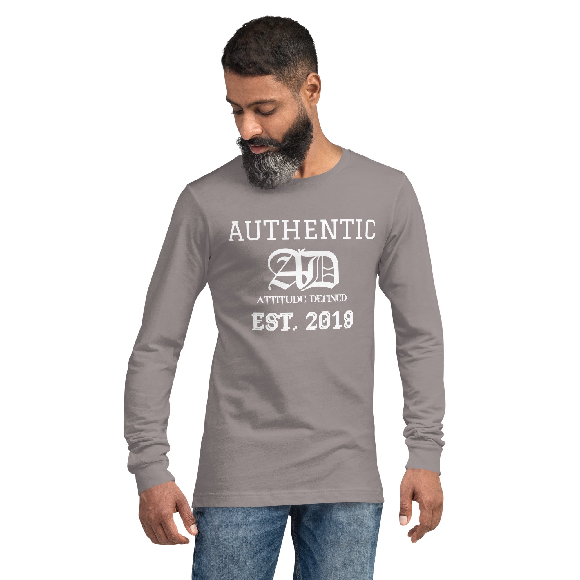 AD Mens Long Sleeve Shirt White Logo