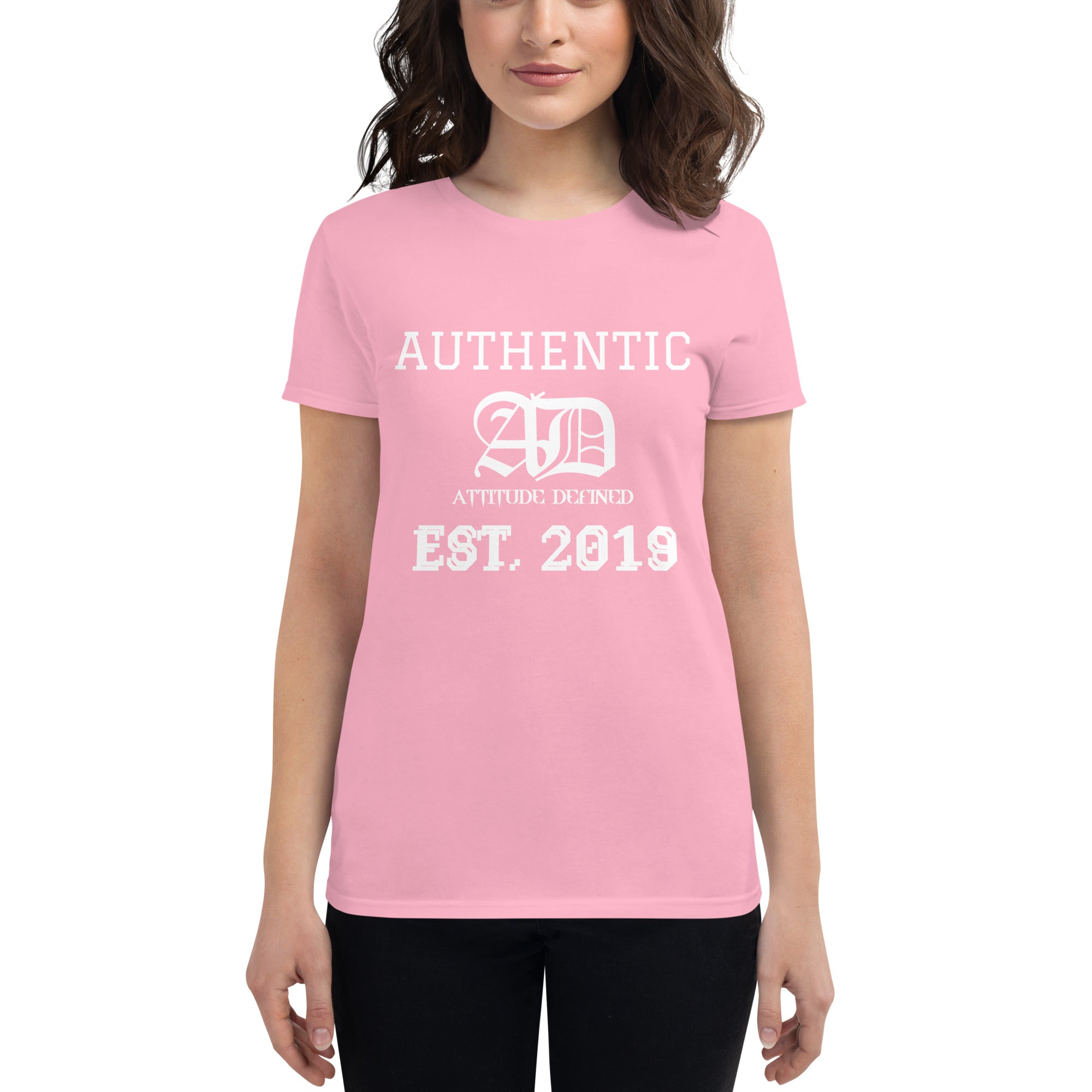 AD Womens Short Sleeve White Logo